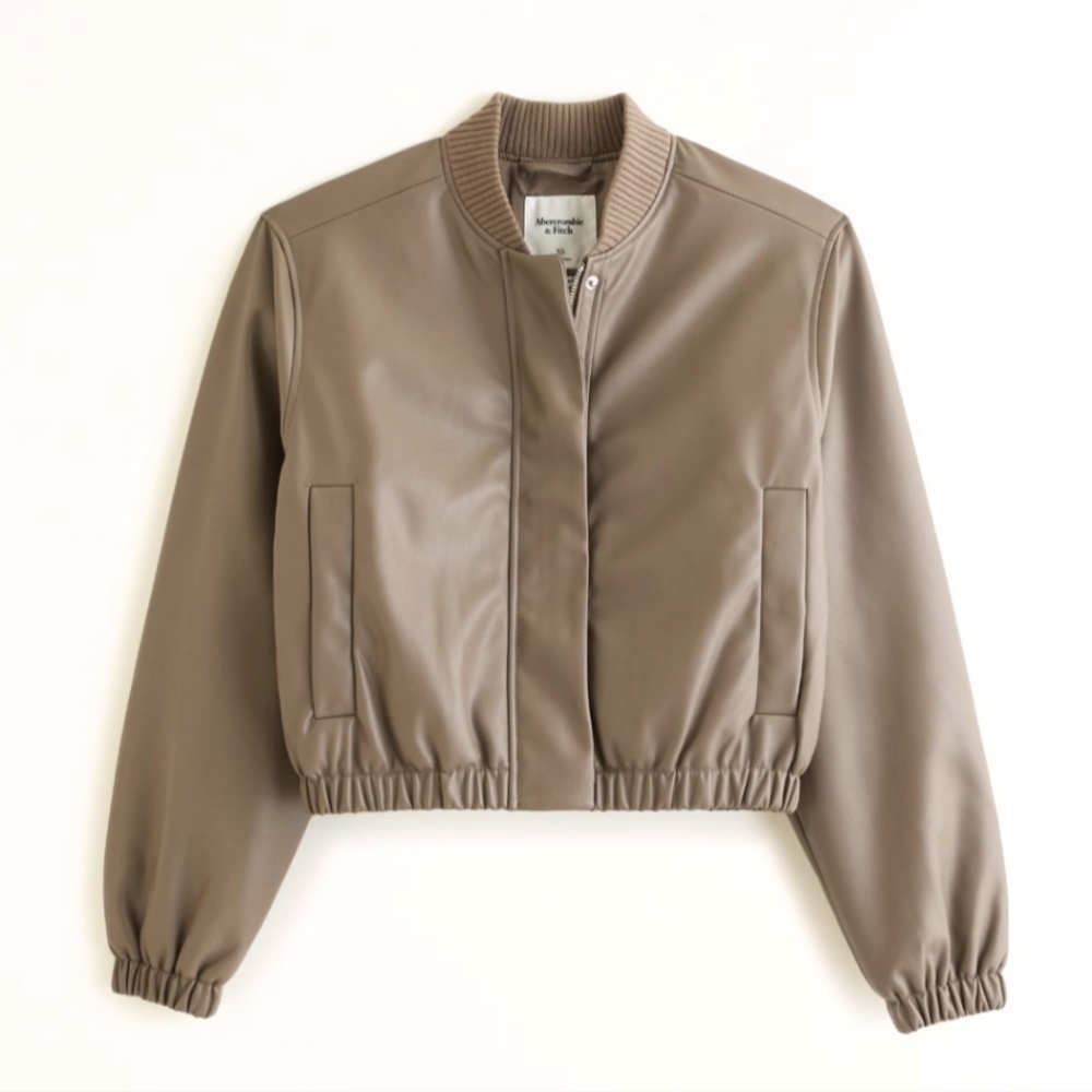 Abercrombie Shrunken Bomber Jacket Brown Size XL